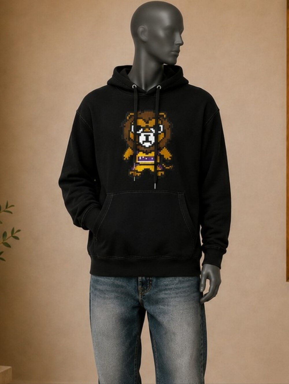 Mostly Heard Rarely Seen Men's 8-Bit Pixel Bear Hoodie Black Los Angeles Sz M
